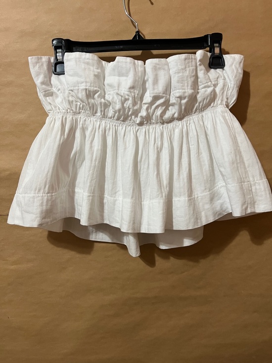 Miou Muse | Strapless Ruffle Top Peplum Tube Top White Size M - Picture 8 of 11